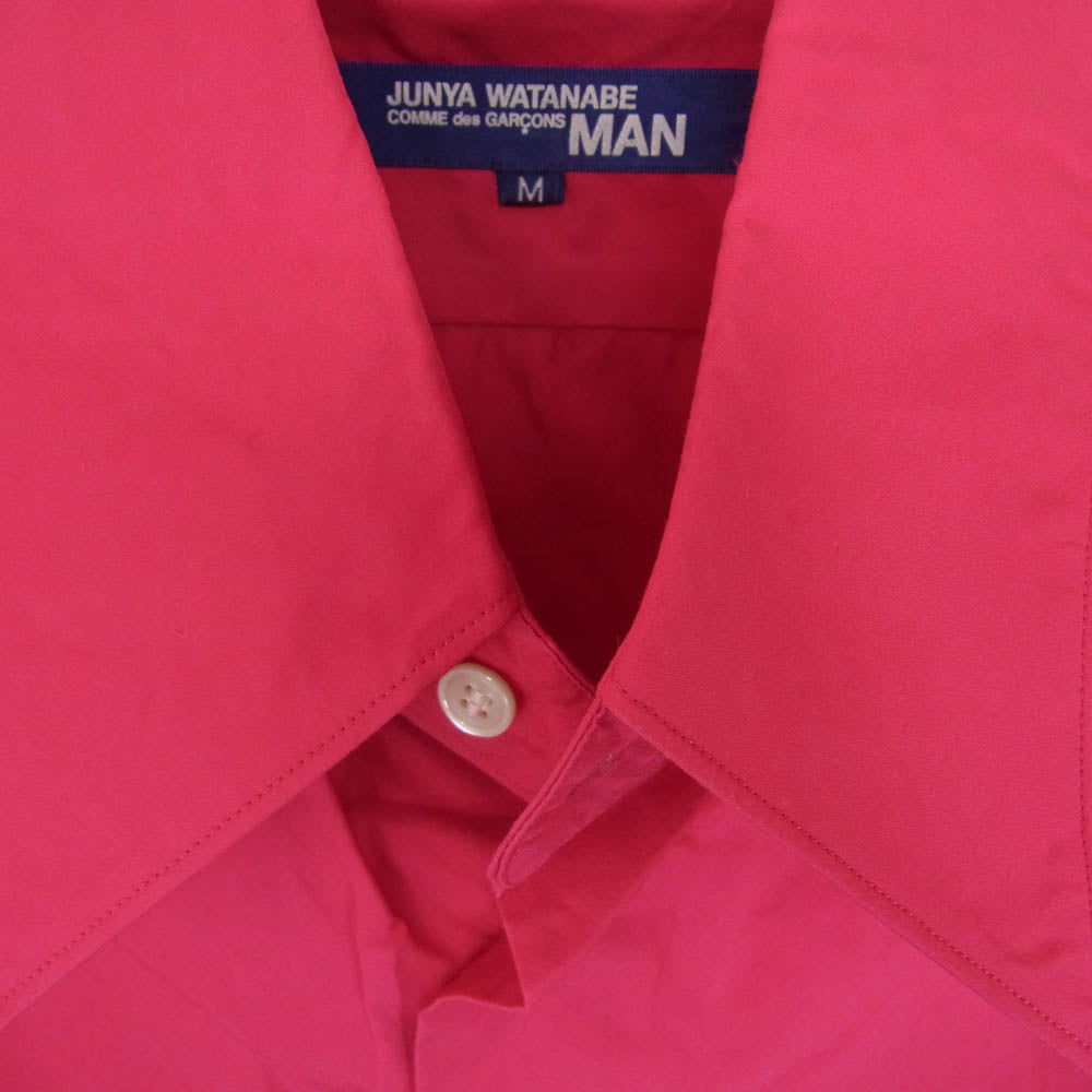 JUNYA WATANABE COMME des GARCONS MAN ジュンヤワタナベコムデギャルソンマン AD2004 WN-8035 襟芯入り ダブルカフス 長袖 シャツ ピンク系 M【中古】