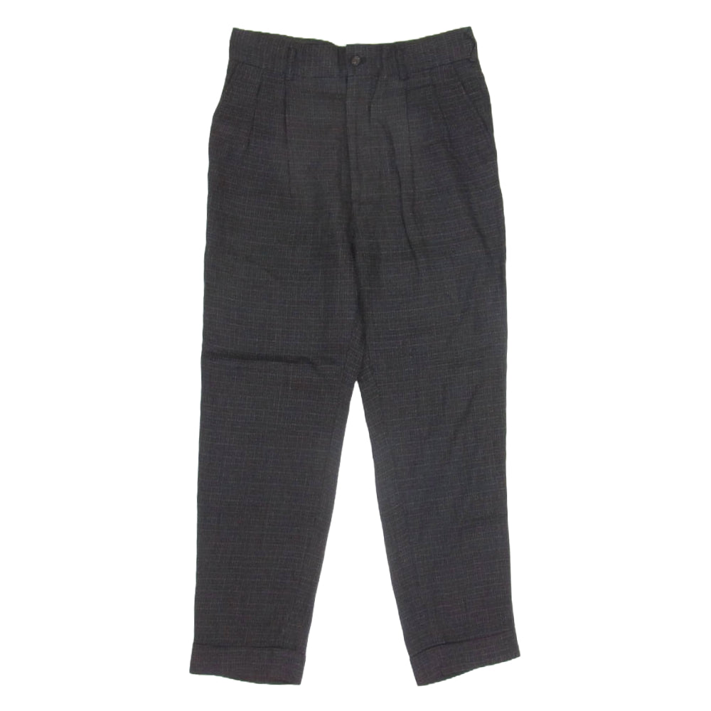 COMME des GARCONS HOMME コムデギャルソンオム AD1997 HP-02008S 90's アーカイブ  ヴィンテージ リネン × コットン 2 タック チェック スラックス パンツ ブラック系 S【中古】