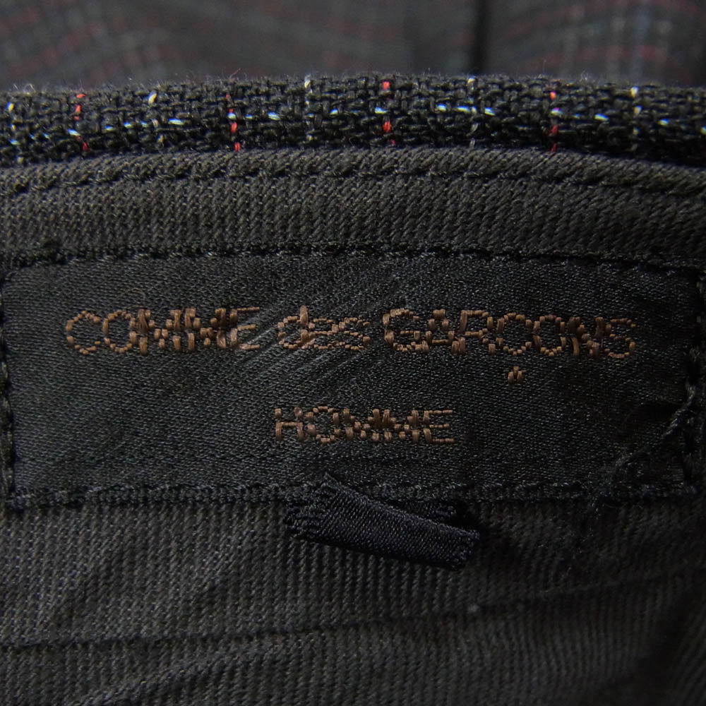 COMME des GARCONS HOMME コムデギャルソンオム AD1997 HP-02008S 90's アーカイブ  ヴィンテージ リネン × コットン 2 タック チェック スラックス パンツ ブラック系 S【中古】