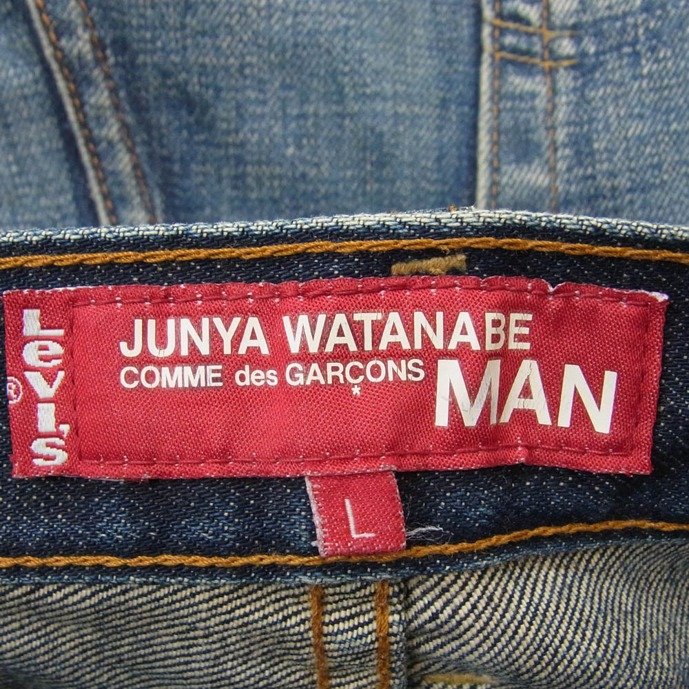 JUNYA WATANABE COMME des GARCONS MAN ジュンヤワタナベコムデギャルソンマン AD2002 WG-P003 × Levi's リーバイス 503 ルーズ ストレート デニム パンツ 刺繡 インディゴブルー系 L【中古】