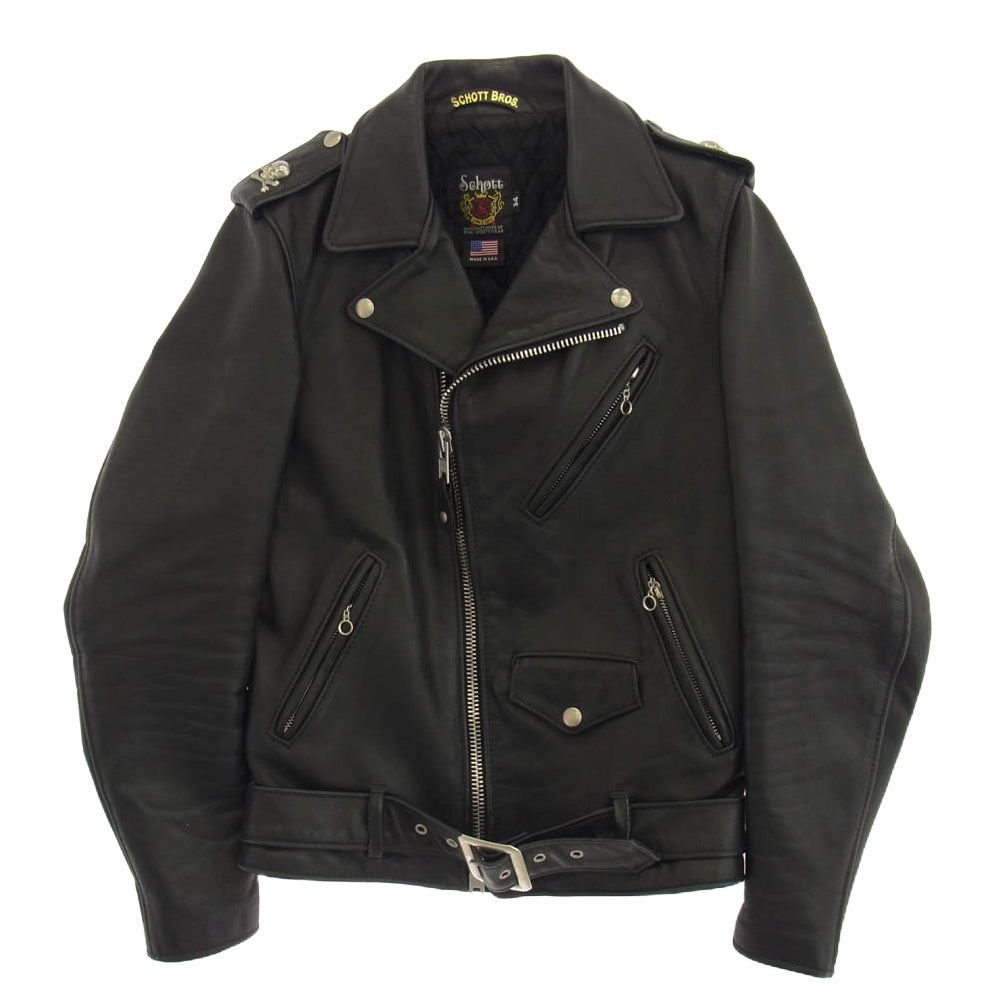 schott ショット 7265 × mastermind マスターマインド ダブル ライダース ジャケット ブラック系 34【中古】