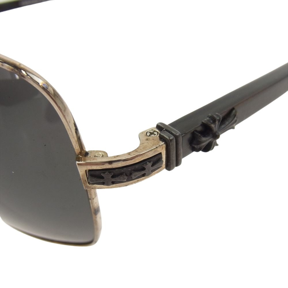 CHROME HEARTS クロムハーツ（原本無） TWINKIE ウッドテンプル サングラス アイウェア フレーム：ブラウン系、シルバー系　レンズ：ブラック系【中古】