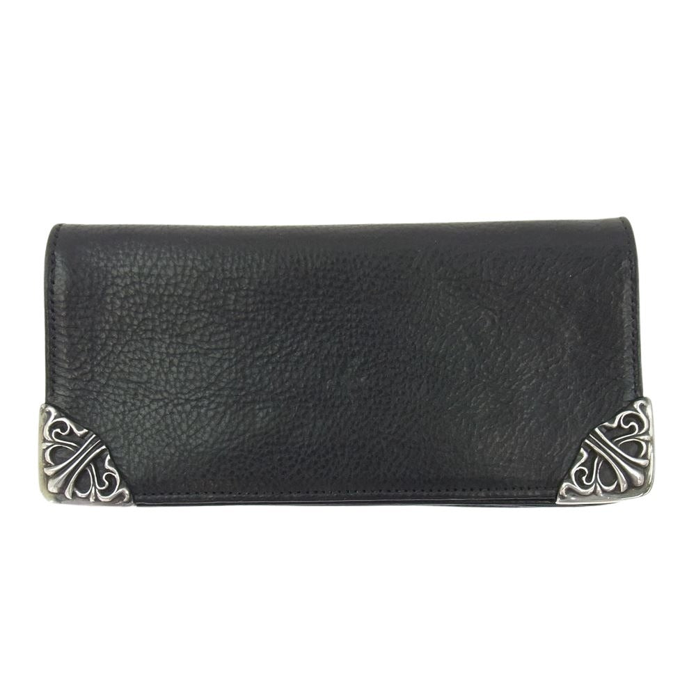 CHROME HEARTS クロムハーツ（原本無） LNG SNGL FLD TIPS シングルフォールド レザーウォレット ブラック系 シルバー系【中古】