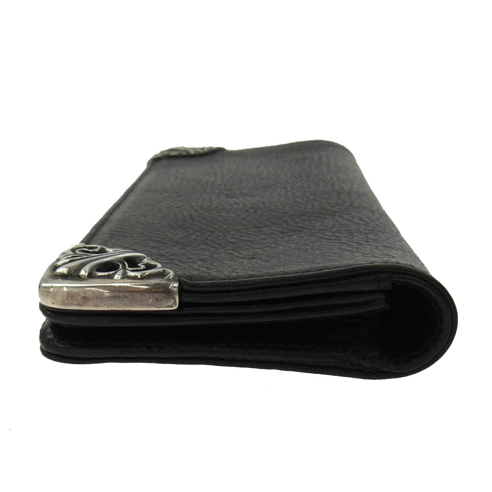 CHROME HEARTS クロムハーツ（原本無） LNG SNGL FLD TIPS シングルフォールド レザーウォレット ブラック系 シルバー系【中古】