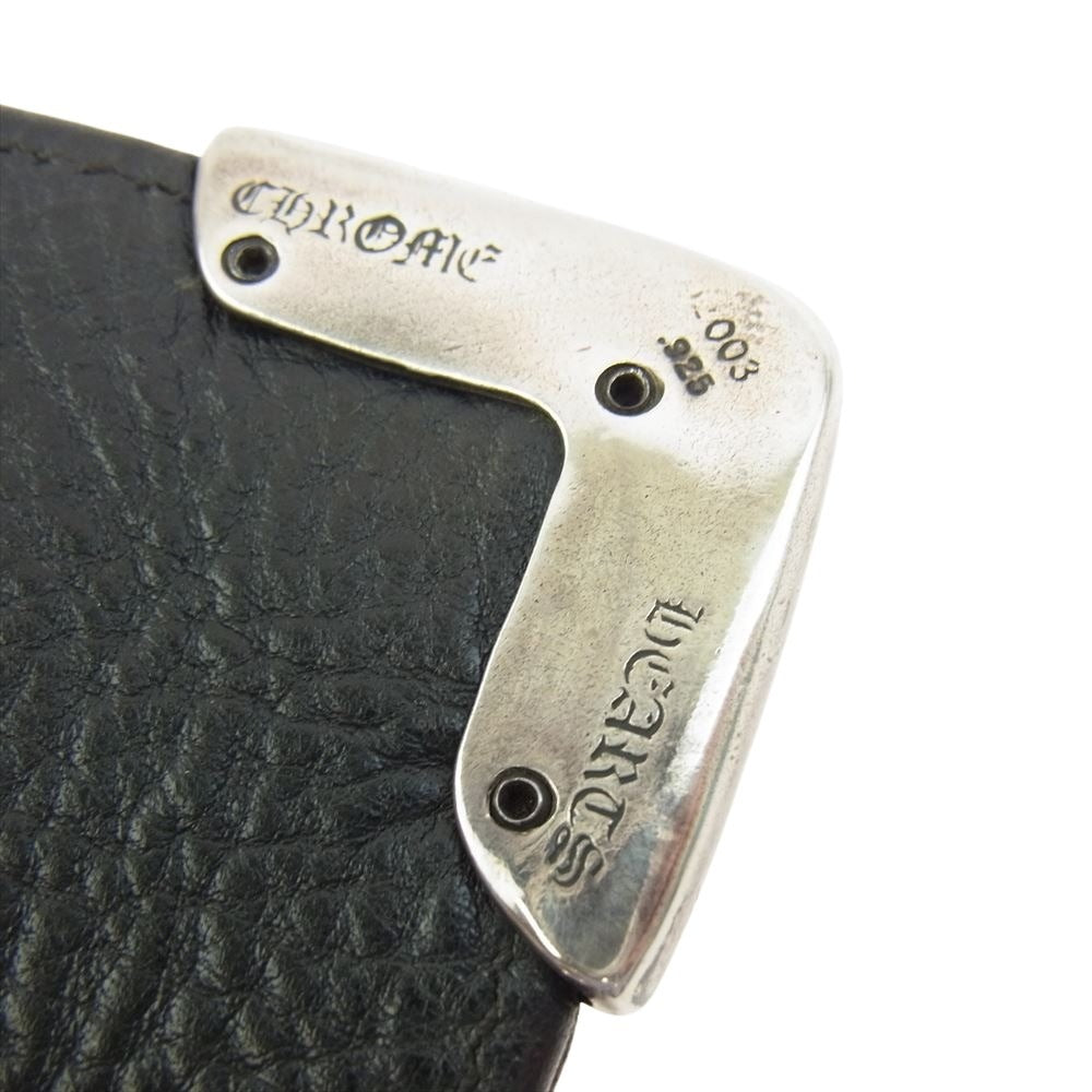 CHROME HEARTS クロムハーツ（原本無） LNG SNGL FLD TIPS シングルフォールド レザーウォレット ブラック系 シルバー系【中古】