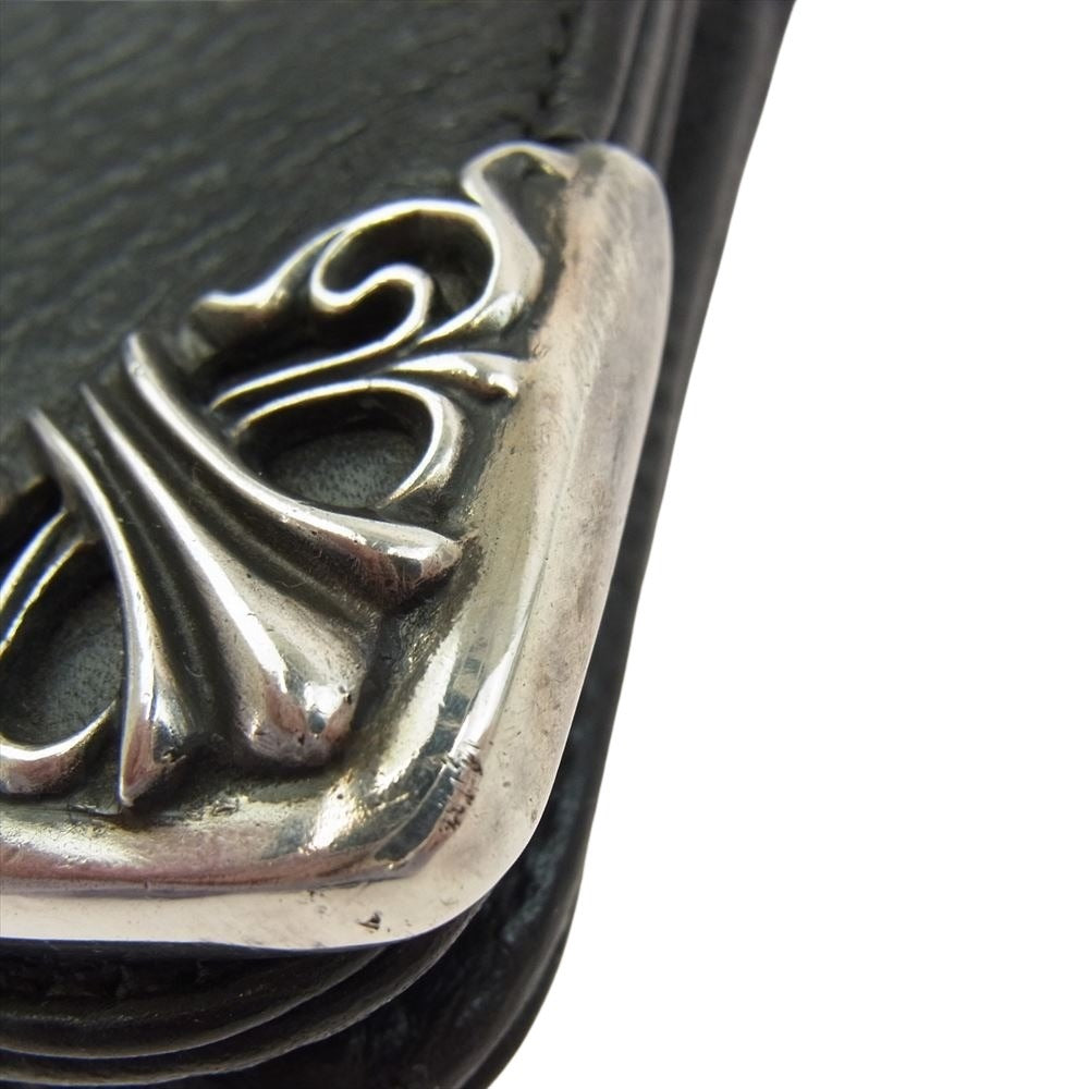 CHROME HEARTS クロムハーツ（原本無） LNG SNGL FLD TIPS シングルフォールド レザーウォレット ブラック系 シルバー系【中古】