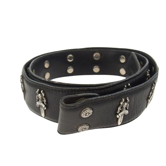 CHROME HEARTS クロムハーツ（原本無） STRAP No5 DGGR #5ダガーローデット レザーベルト ブラック系 シルバー系【中古】