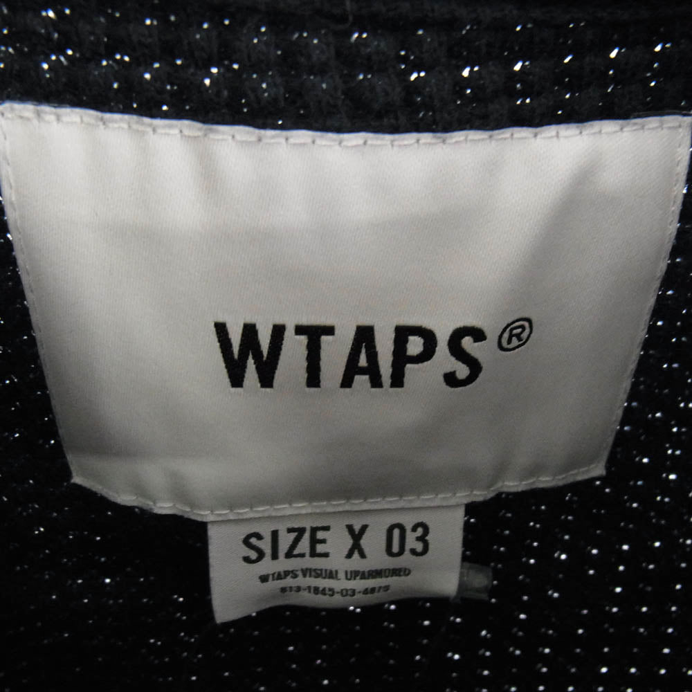 WTAPS ダブルタップス 222ATDT-CSM15 Waffle LS Cotton. Loose. Sign Navy ワッフル  LS  コットン ルーズ サイン ニット ネイビー ネイビー系 SIZE X03【中古】