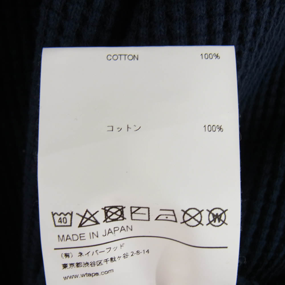 WTAPS ダブルタップス 222ATDT-CSM15 Waffle LS Cotton. Loose. Sign Navy ワッフル  LS  コットン ルーズ サイン ニット ネイビー ネイビー系 SIZE X03【中古】