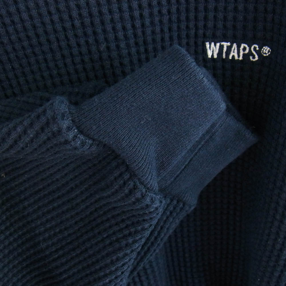 WTAPS ダブルタップス 222ATDT-CSM15 Waffle LS Cotton. Loose. Sign Navy ワッフル  LS  コットン ルーズ サイン ニット ネイビー ネイビー系 SIZE X03【中古】