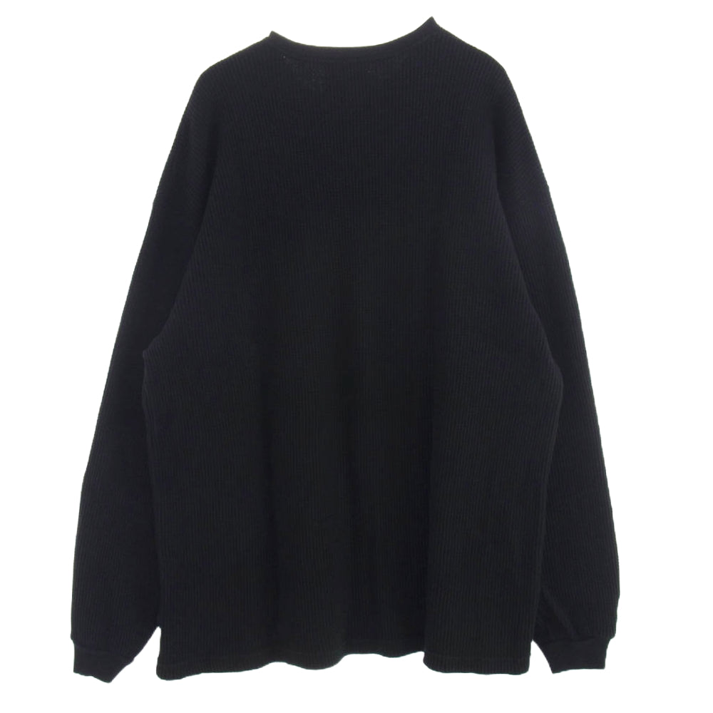 WTAPS ダブルタップス 222ATDT-CSM15 Waffle LS Cotton. Loose. Sign Navy ワッフル  LS  コットン ルーズ サイン ニット ブラック ブラック系 SIZE X03【美品】【中古】