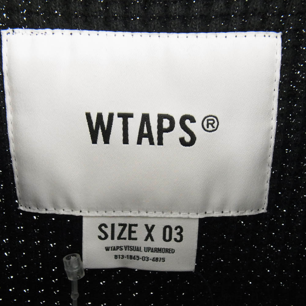WTAPS ダブルタップス 222ATDT-CSM15 Waffle LS Cotton. Loose. Sign Navy ワッフル  LS  コットン ルーズ サイン ニット ブラック ブラック系 SIZE X03【美品】【中古】