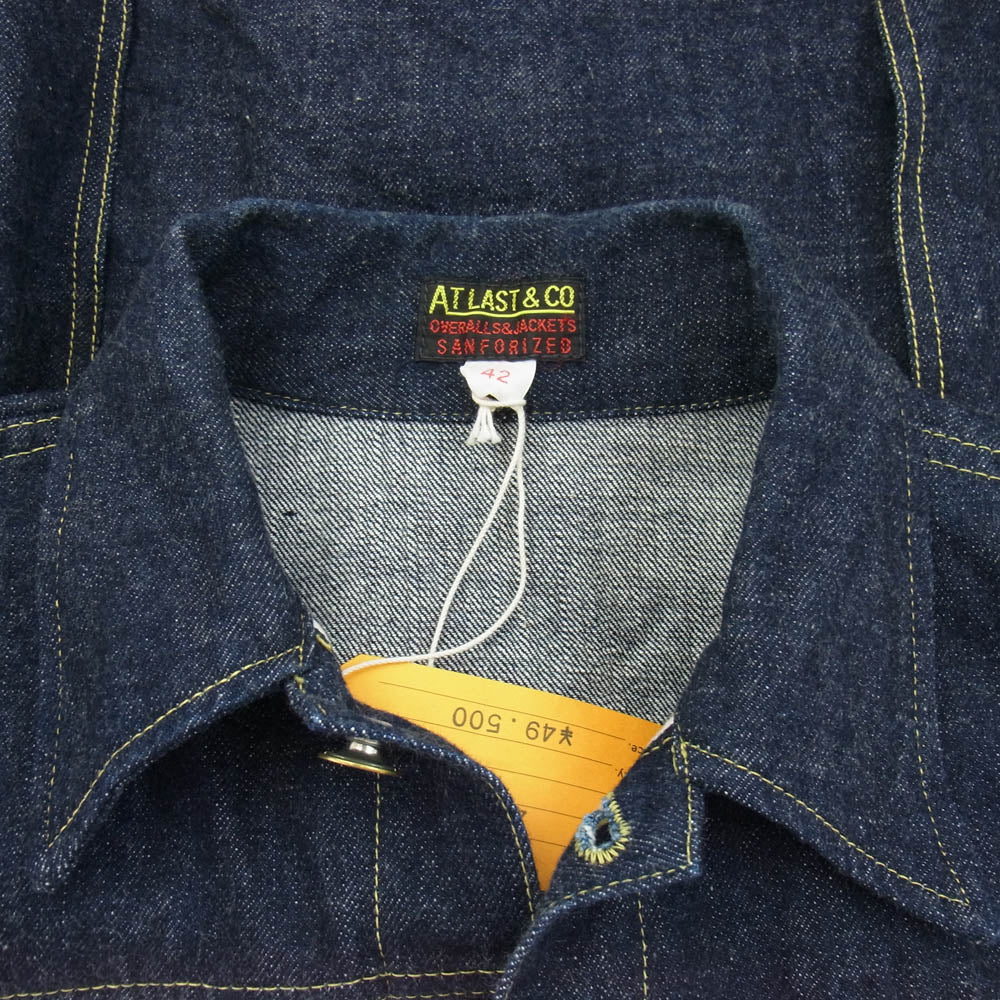 AT LAST アットラスト 147J DENIM JACKET インディゴ デニム ジャケット インディゴブルー系 42【極上美品】【中古】