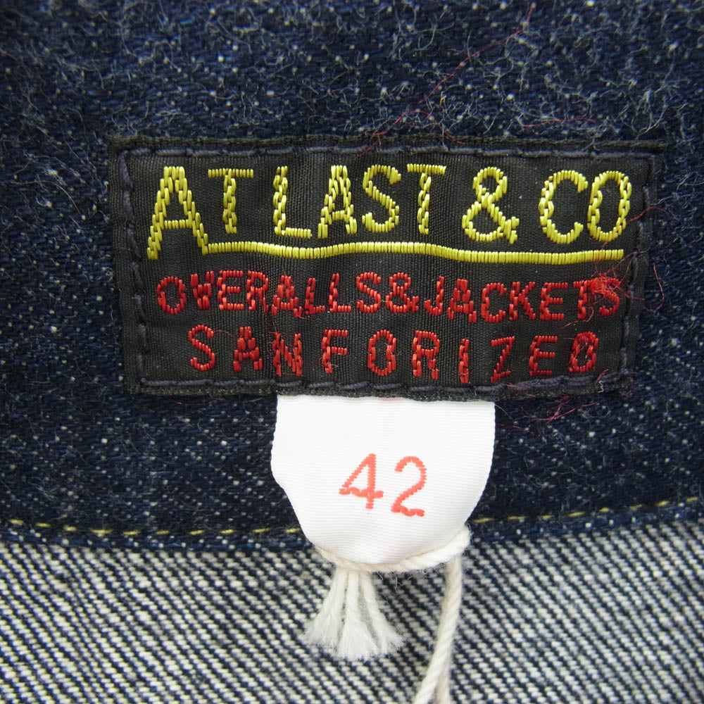 AT LAST アットラスト 147J DENIM JACKET インディゴ デニム ジャケット インディゴブルー系 42【極上美品】【中古】