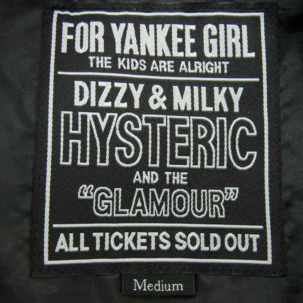 HYSTERIC GLAMOUR ヒステリックグラマー 21AW 02213AB07 VIXEN GIRL刺繍 ヴァーシティ ジャケット ヴィクセンガール 袖シープレザー スタジャン ブラック系 M【中古】