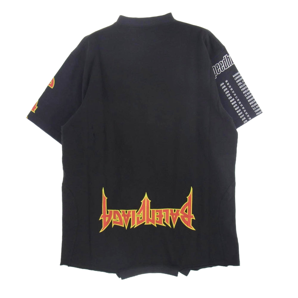BALENCIAGA バレンシアガ 22ss 698811 Upside Down T-Shirt Oversized アップサイド ダウン ダメージ加工 リメイク Tシャツ ブラック系 1【極上美品】【中古】