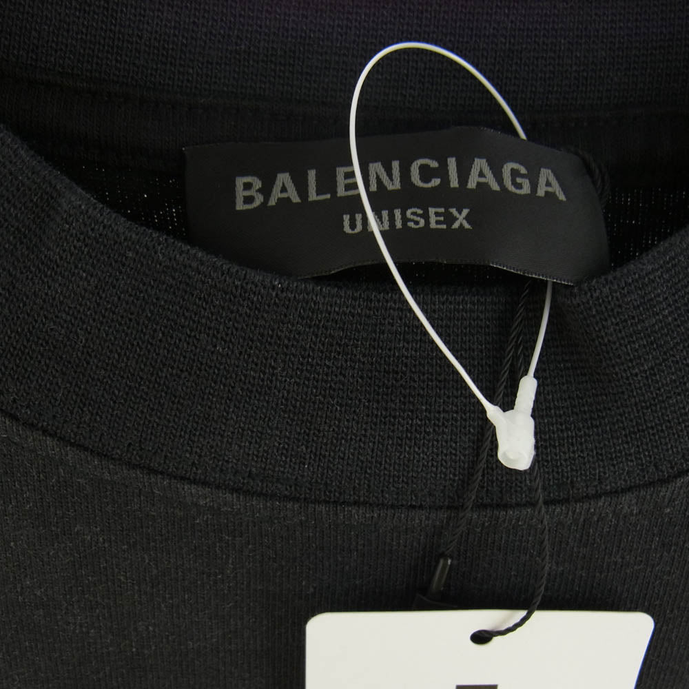 BALENCIAGA バレンシアガ 22ss 698811 Upside Down T-Shirt Oversized アップサイド ダウン ダメージ加工 リメイク Tシャツ ブラック系 1【極上美品】【中古】