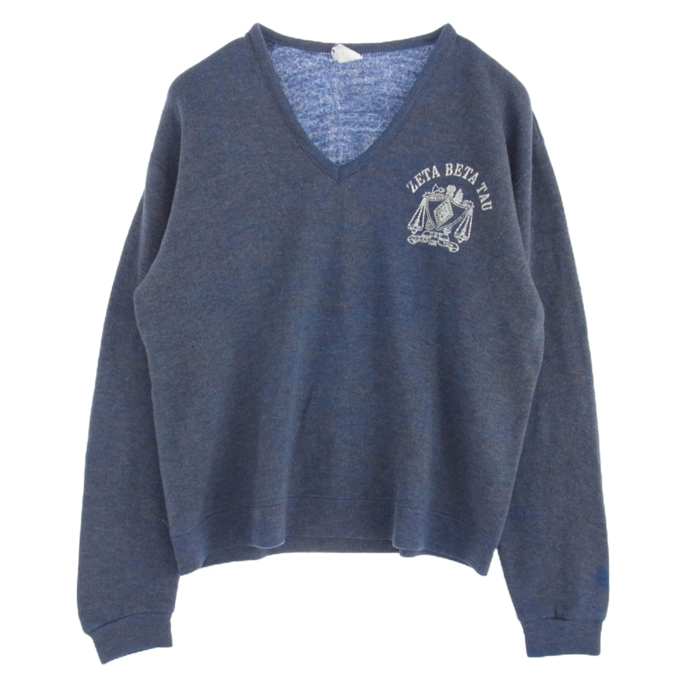 ヴィンテージ 60s 70s FSSC SPORTS WEAR Vネック ニット セーター ブルー系【中古】
