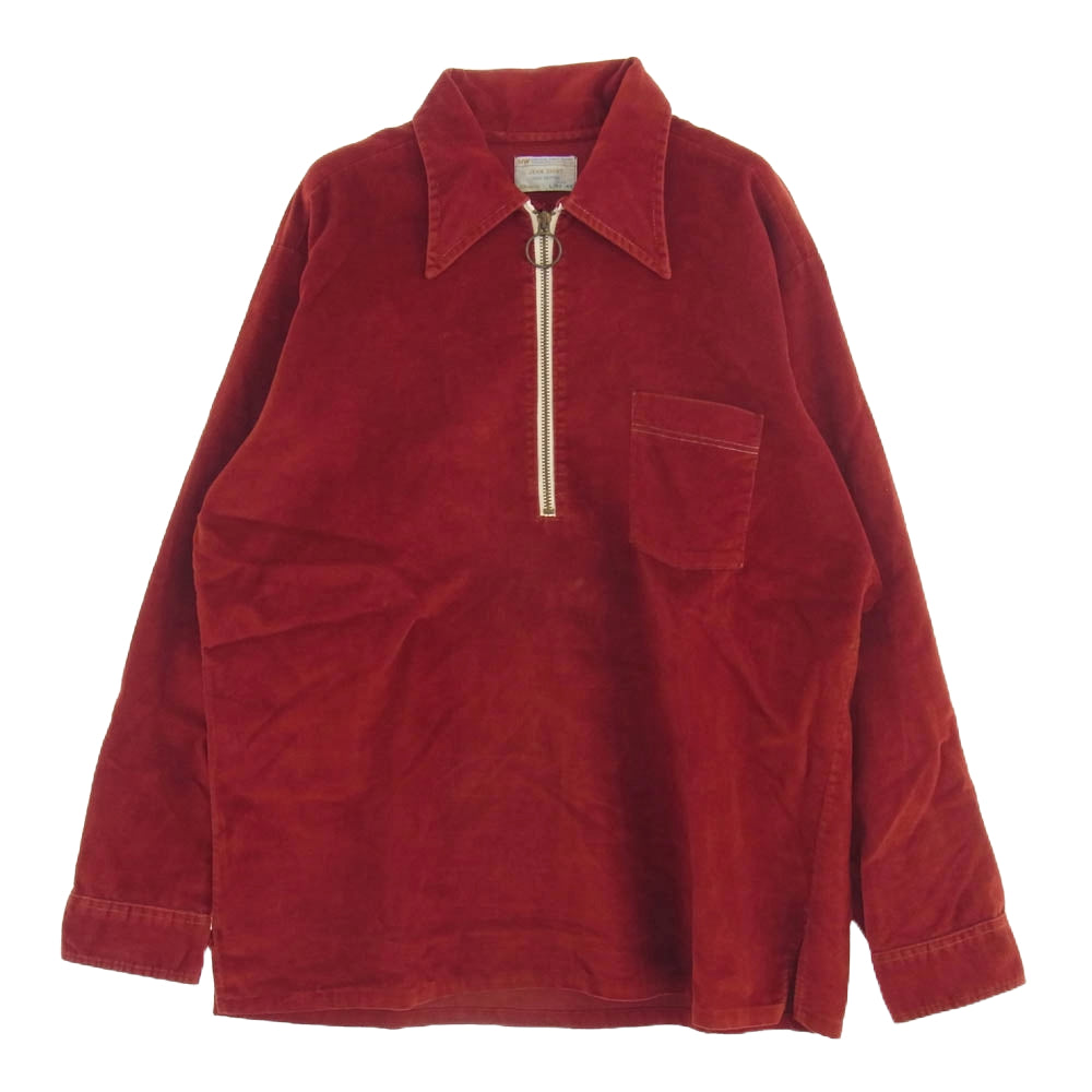 ジェイ シー ペニー 70s コーデュロイ ハーフジップ シャツ レッド系 L【中古】