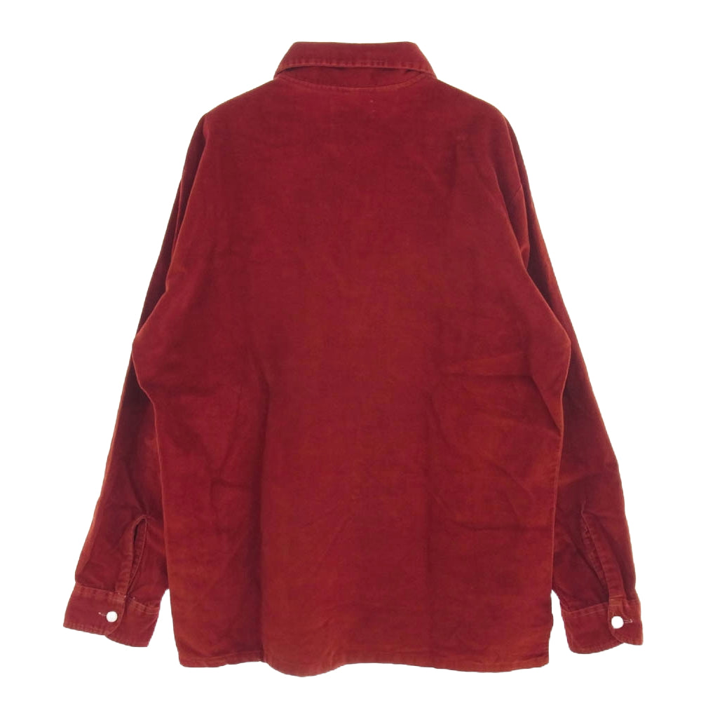 ジェイ シー ペニー 70s コーデュロイ ハーフジップ シャツ レッド系 L【中古】