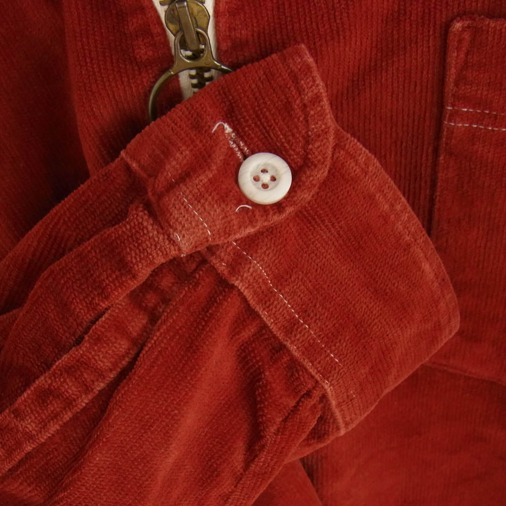 ジェイ シー ペニー 70s コーデュロイ ハーフジップ シャツ レッド系 L【中古】