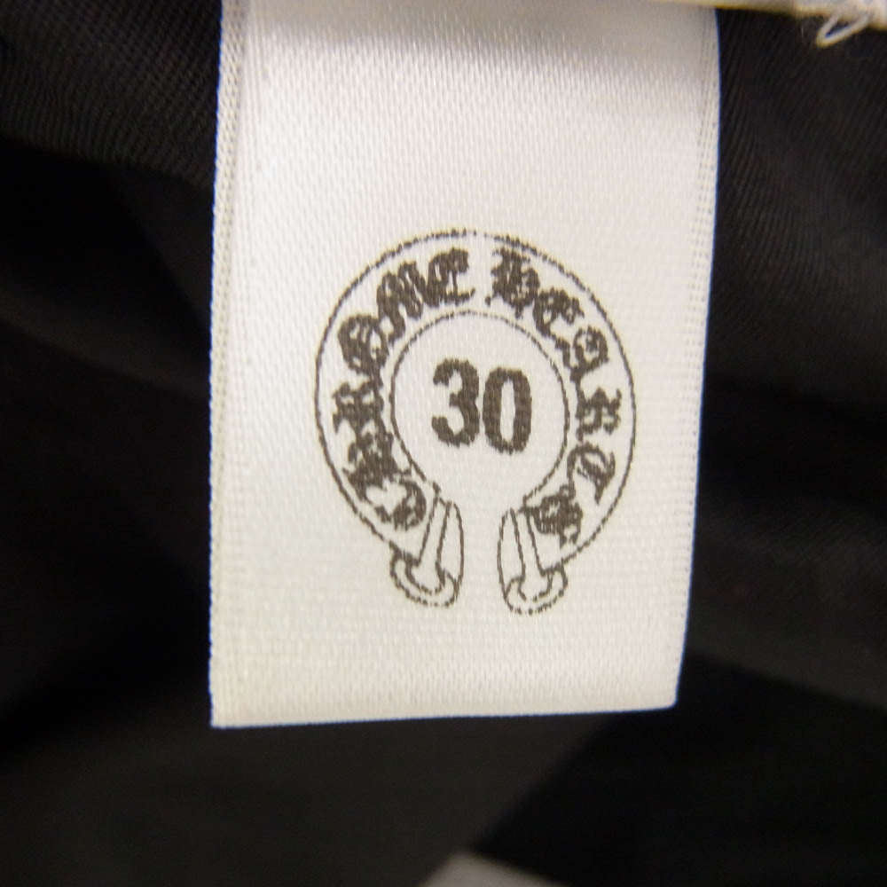 CHROME HEARTS クロムハーツ（原本無） レザー CHプラス クロスパッチ付き スター スクロールラベル ショーツ ハーフパンツ ブラック系 シルバー系 30【中古】