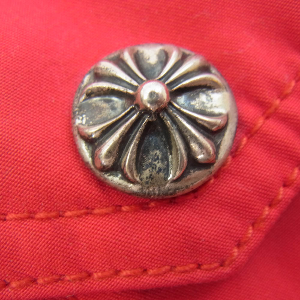 CHROME HEARTS クロムハーツ（原本無） レザー CHプラス クロスパッチ付き スター スクロールラベル ショーツ ハーフパンツ ブラック系 シルバー系 30【中古】