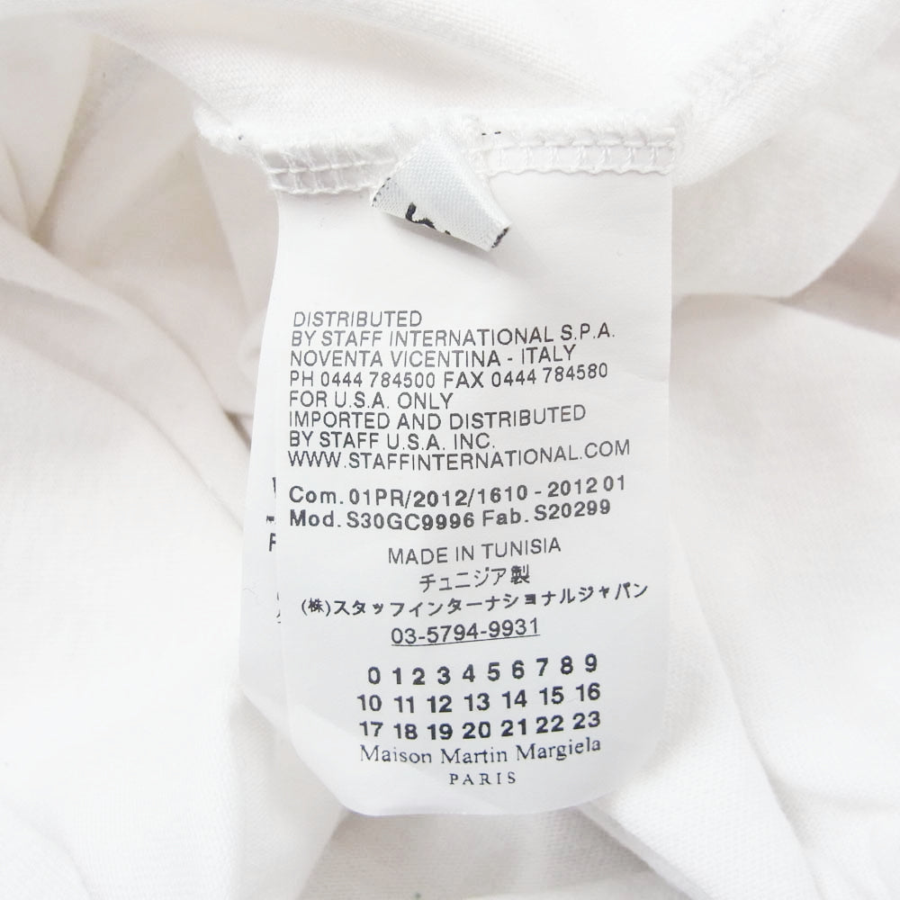 MAISON MARGIELA メゾンマルジェラ 12SS S30GC9996 Calendar tag back print T-shirt カレンダータグ バックプリント Tシャツ ホワイト系 M【中古】
