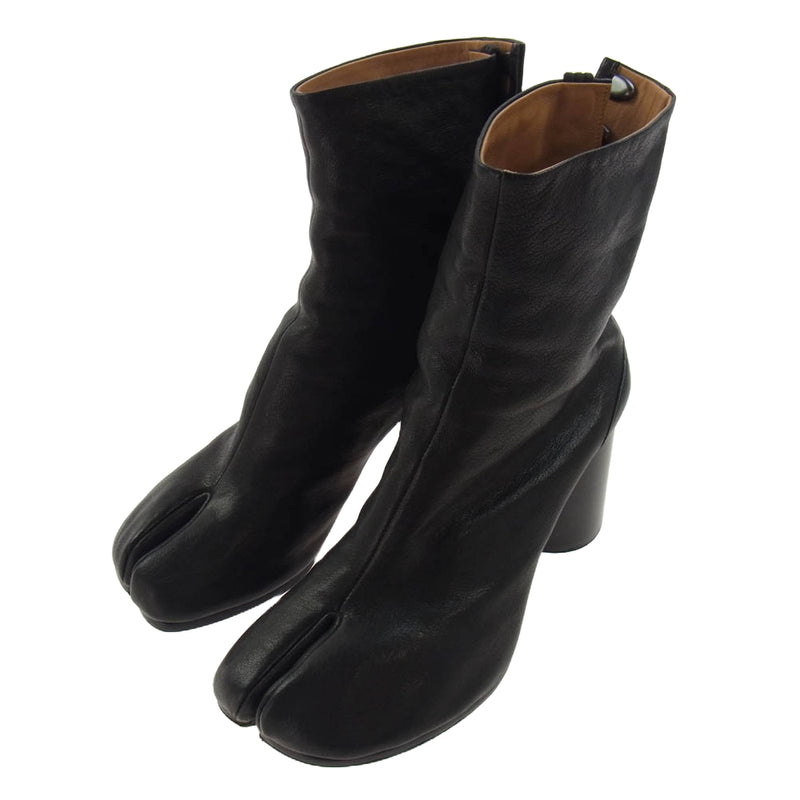 MAISON MARGIELA メゾンマルジェラ S58WU0260 Vintage Leather TABI ヴィンテージレザー 足袋 タビ ヒール ブーツ 37.5 裏張り補修済み ブラック系 37.5【中古】