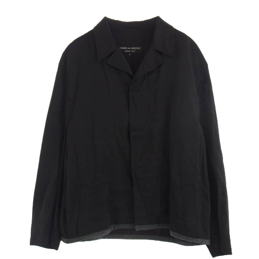 COMME des GARCONS HOMME PLUS コムデギャルソンオムプリュス AD1993 PJ-100540 ヴィンテージプリュス 90s 1990年代 異素材切替 捻じれ レーヨン カバーオール シャツ ジャケット ブラック系 グレー系 M【中古】