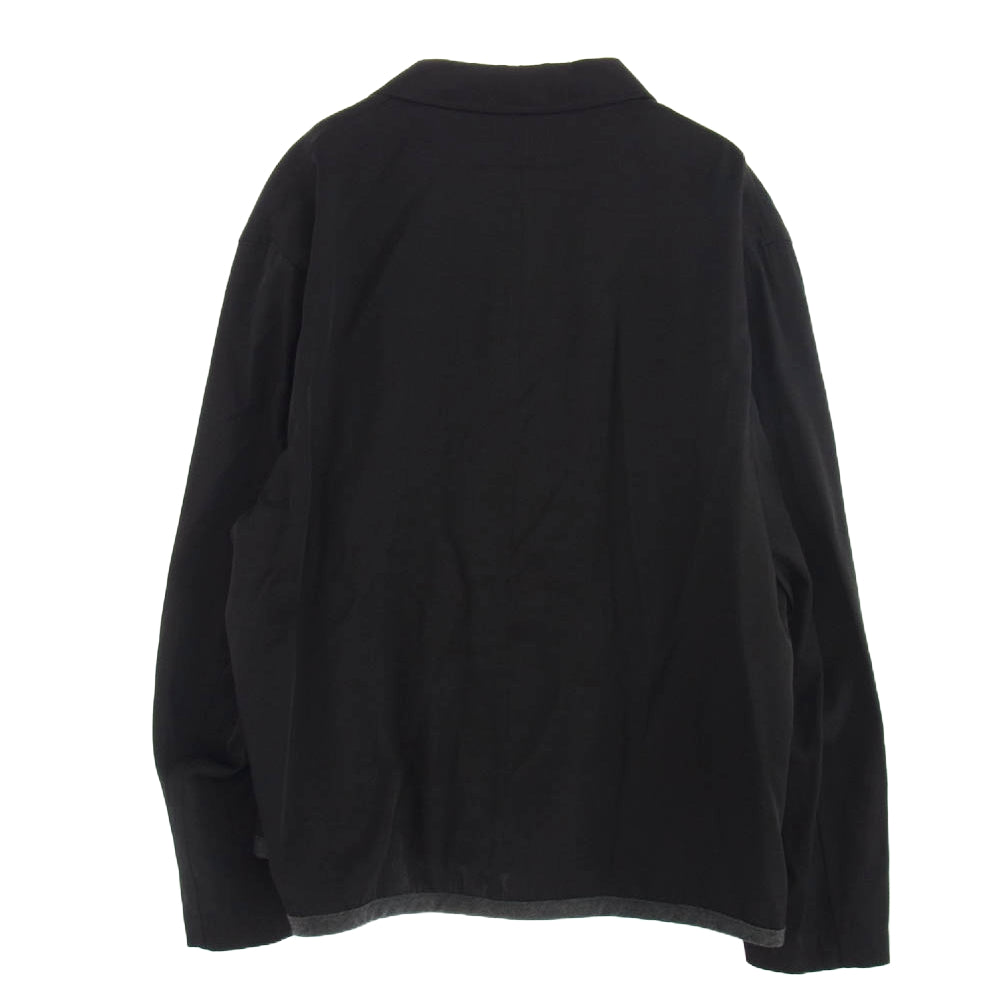 COMME des GARCONS HOMME PLUS コムデギャルソンオムプリュス AD1993 PJ-100540 ヴィンテージプリュス 90s 1990年代 異素材切替 捻じれ レーヨン カバーオール シャツ ジャケット ブラック系 グレー系 M【中古】