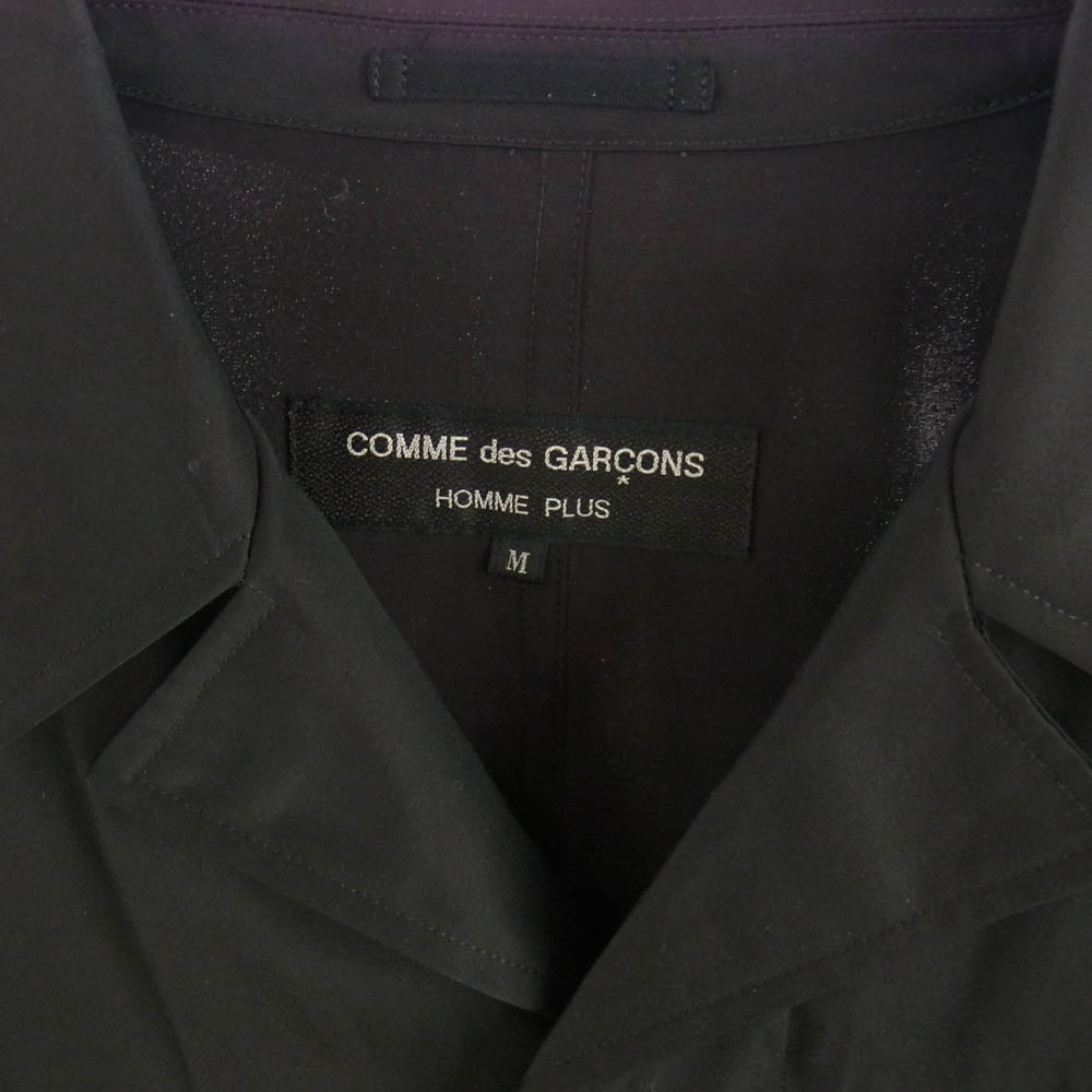 COMME des GARCONS HOMME PLUS コムデギャルソンオムプリュス AD1993 PJ-100540 ヴィンテージプリュス 90s 1990年代 異素材切替 捻じれ レーヨン カバーオール シャツ ジャケット ブラック系 グレー系 M【中古】