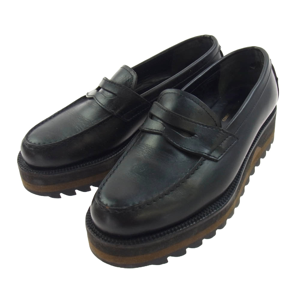 COMME des GARCONS HOMME PLUS コムデギャルソンオムプリュス 94aw FK04003 縮絨期 シャークソール コインローファー レザー シューズ ブラック系 25.5cm【中古】