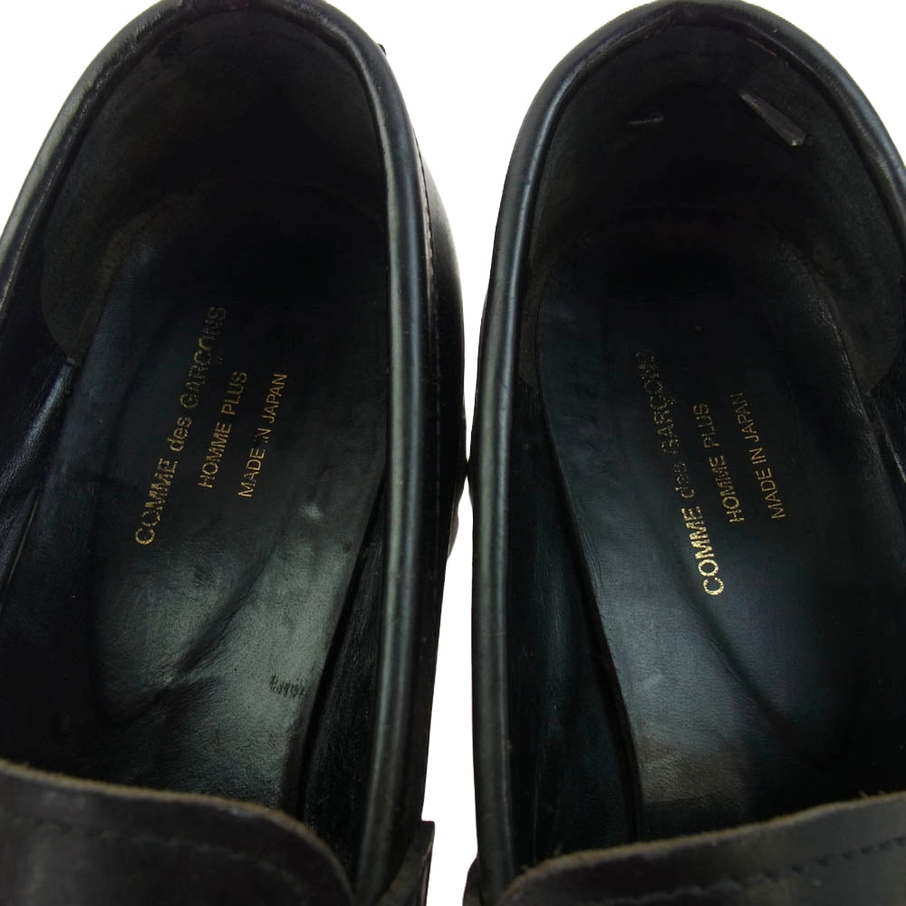 COMME des GARCONS HOMME PLUS コムデギャルソンオムプリュス 94aw FK04003 縮絨期 シャークソール コインローファー レザー シューズ ブラック系 25.5cm【中古】