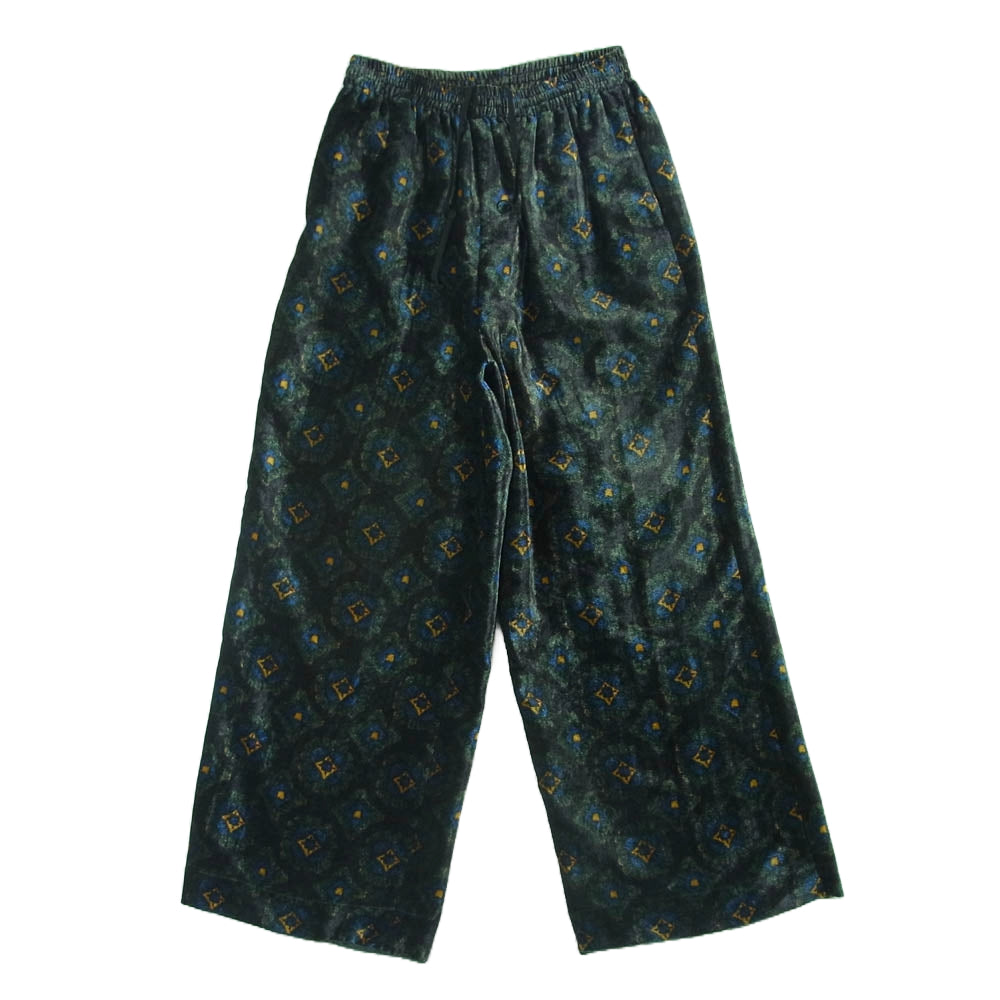 TOGA トーガ TV92-FF314 virilis ビリリース VELVET PRINT PANTS 総柄 ベルベット イージー パンツ ブラック系 モスグリーン系 44【中古】