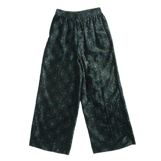 TOGA トーガ TV92-FF314 virilis ビリリース VELVET PRINT PANTS 総柄 ベルベット イージー パンツ ブラック系 モスグリーン系 44【中古】