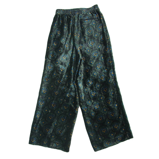 TOGA トーガ TV92-FF314 virilis ビリリース VELVET PRINT PANTS 総柄 ベルベット イージー パンツ ブラック系 モスグリーン系 44【中古】