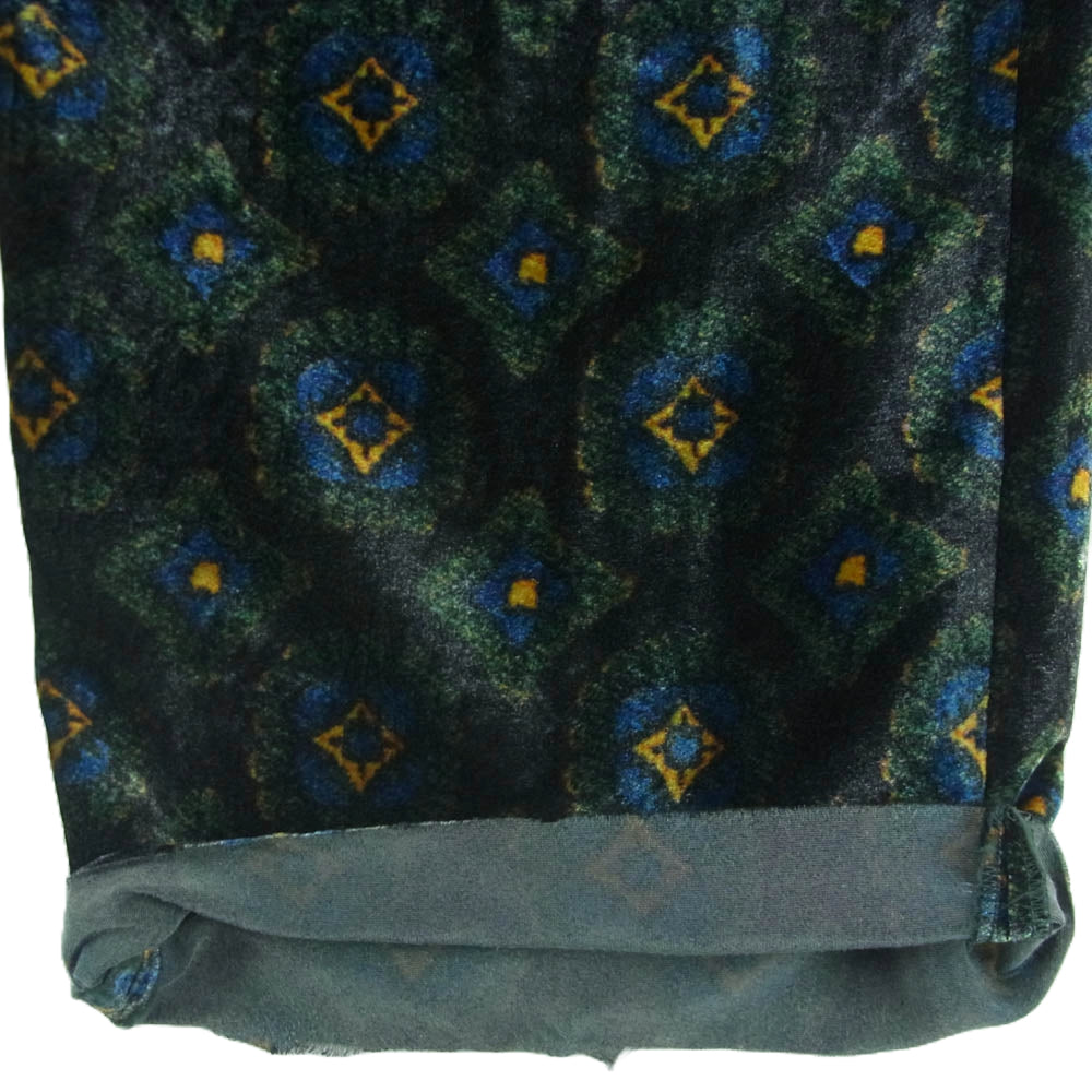 TOGA トーガ TV92-FF314 virilis ビリリース VELVET PRINT PANTS 総柄 ベルベット イージー パンツ ブラック系 モスグリーン系 44【中古】