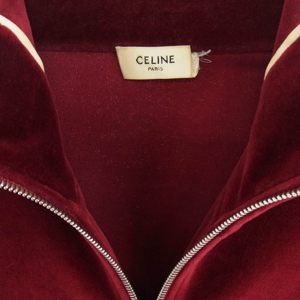 CELINE セリーヌ 20SS エディ期 トリオンフ ロゴ刺繍 ベロア トラックジャケット ジャージ レッド系 M【中古】
