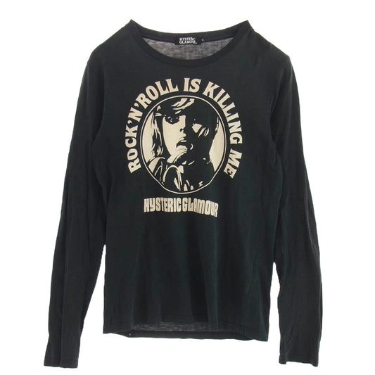 HYSTERIC GLAMOUR ヒステリックグラマー フロントプリント ロングスリーブ カットソー 長袖 ブラック系 S【中古】