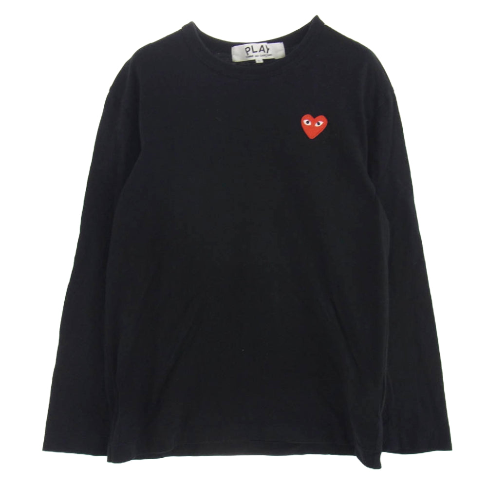 PLAY COMME des GARCONS プレイコムデギャルソン AD2022/4 AZ-T118 ハート ワッペン ロングスリーブ カットソー 長袖 ブラック系 L【中古】