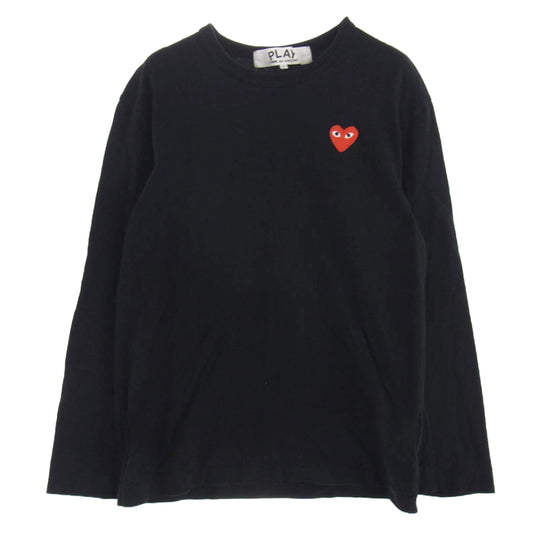 PLAY COMME des GARCONS プレイコムデギャルソン AD2022/4 AZ-T118 ハート ワッペン ロングスリーブ カットソー 長袖 ブラック系 L【中古】