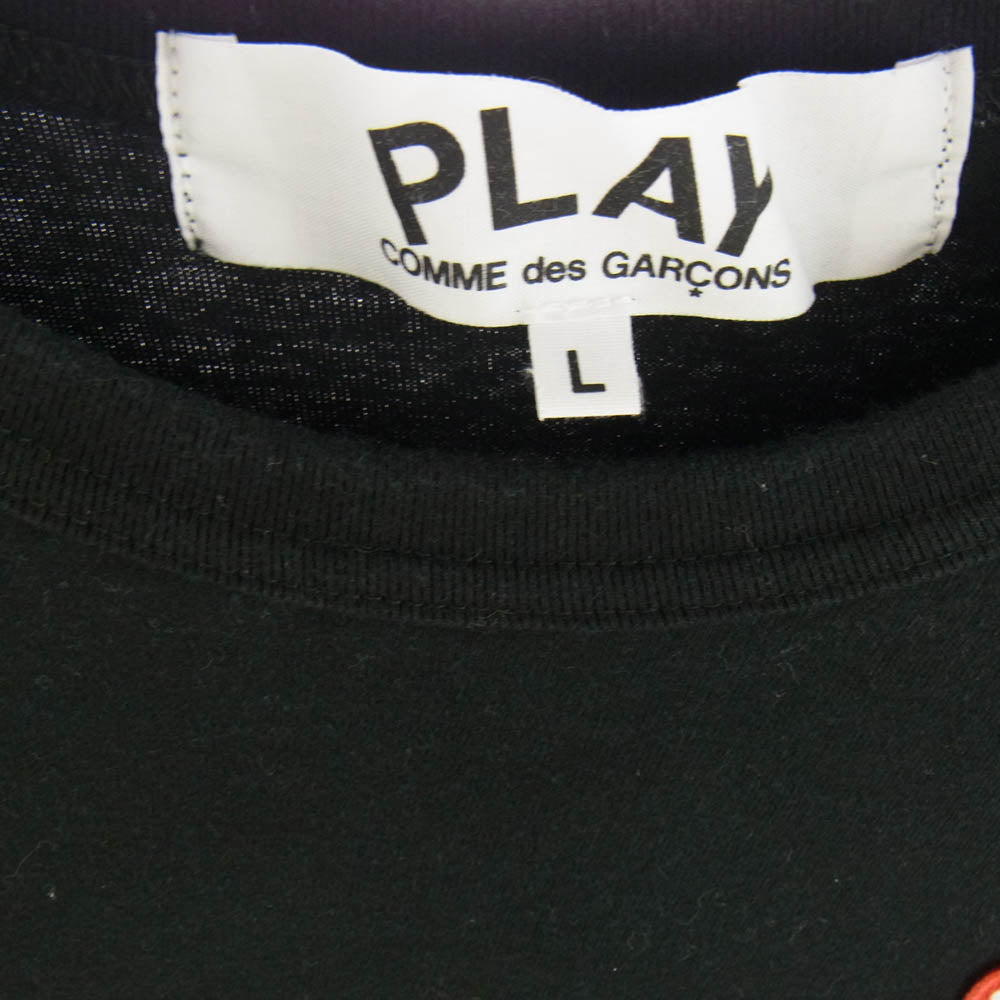 PLAY COMME des GARCONS プレイコムデギャルソン AD2022/4 AZ-T118 ハート ワッペン ロングスリーブ カットソー 長袖 ブラック系 L【中古】