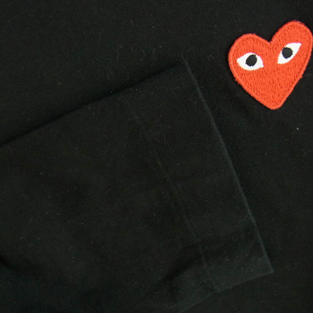 PLAY COMME des GARCONS プレイコムデギャルソン AD2022/4 AZ-T118 ハート ワッペン ロングスリーブ カットソー 長袖 ブラック系 L【中古】