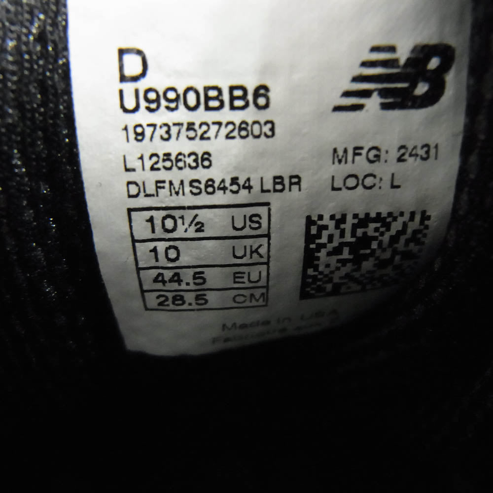 NEW BALANCE ニューバランス U990BB6 TRIPLE BLACK トリプルブラック スエード ローカット スニーカー ブラック系 28.5cm【極上美品】【中古】