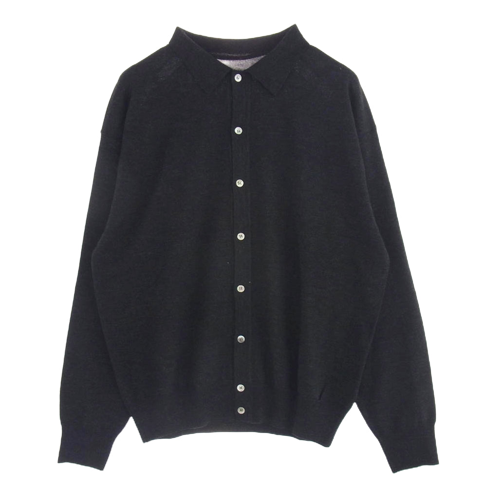 crepuscule クレプスキュール Knit Shirt L/S ニットシャツ 襟付き ボタン カーディガン ブラック系 SIZE 1【中古】