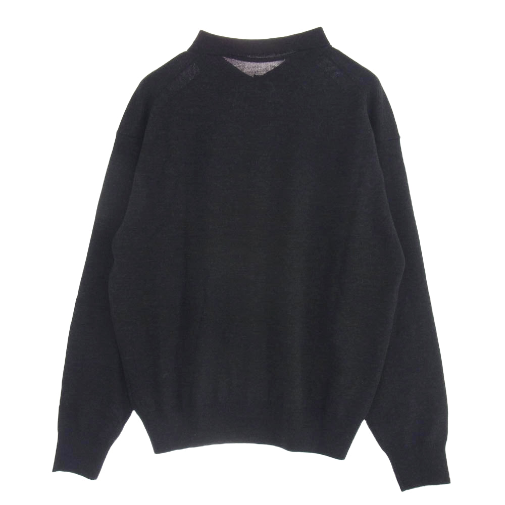 crepuscule クレプスキュール Knit Shirt L/S ニットシャツ 襟付き ボタン カーディガン ブラック系 SIZE 1【中古】