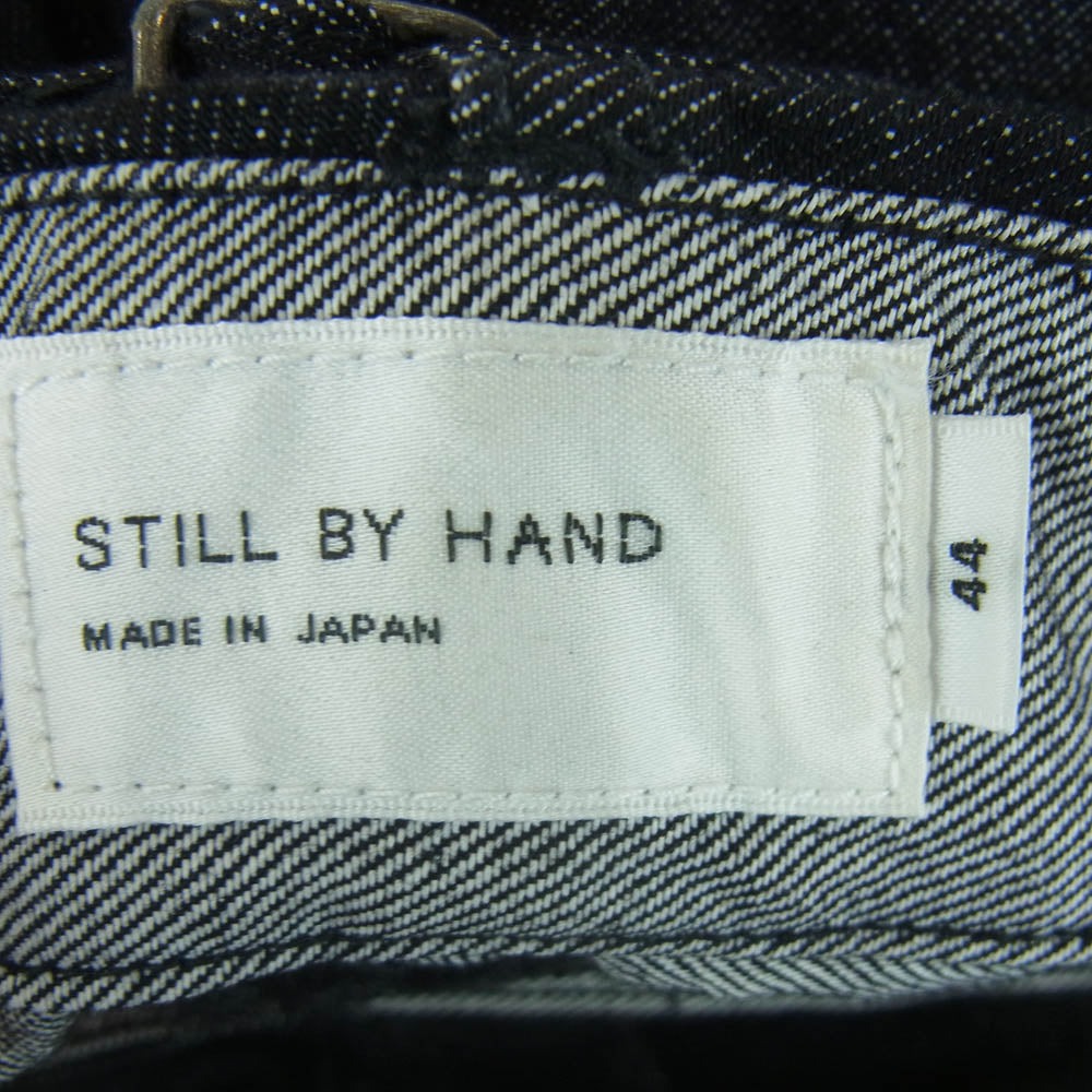 STILL BY HAND スティルバイハンド DN01211 paper denim ペーパー デニム シンチバック パンツ ブラック系 44【中古】
