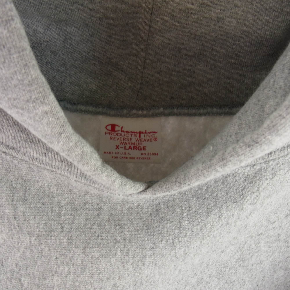 Champion チャンピオン USA製 赤タグ 復刻 リバースウィーブ フーデッド スウェット シャツ パーカー XL グレー系 XL【中古】