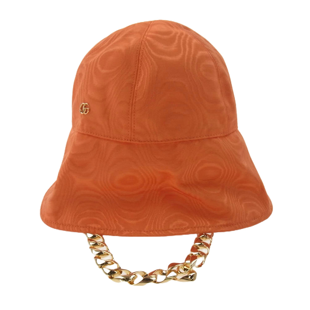 GUCCI グッチ 729128 729128 3HAPM チェーン付き バケットハット オレンジ系 L 58cm【新古品】【未使用】【中古】